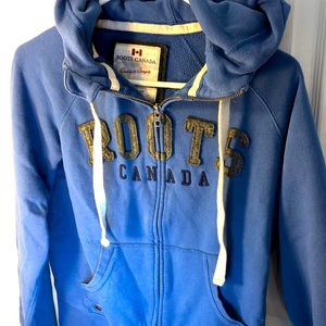 L Roots zip up blue hoodie